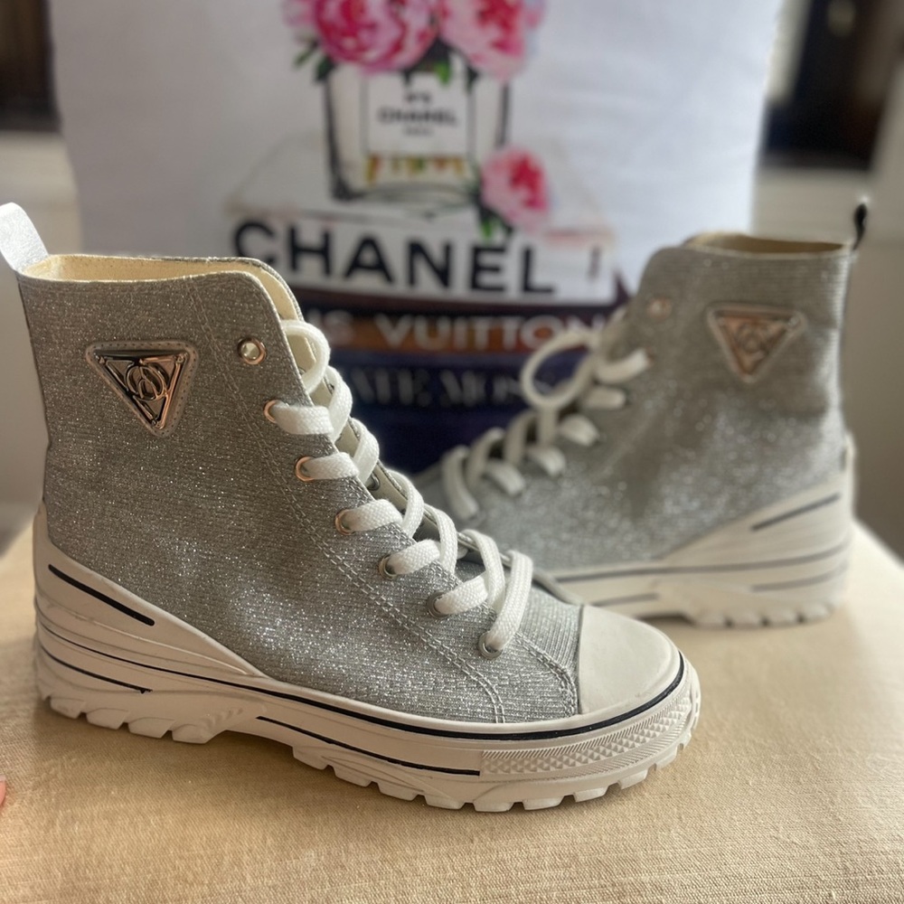 Wishbone high top bling sneakers worn once